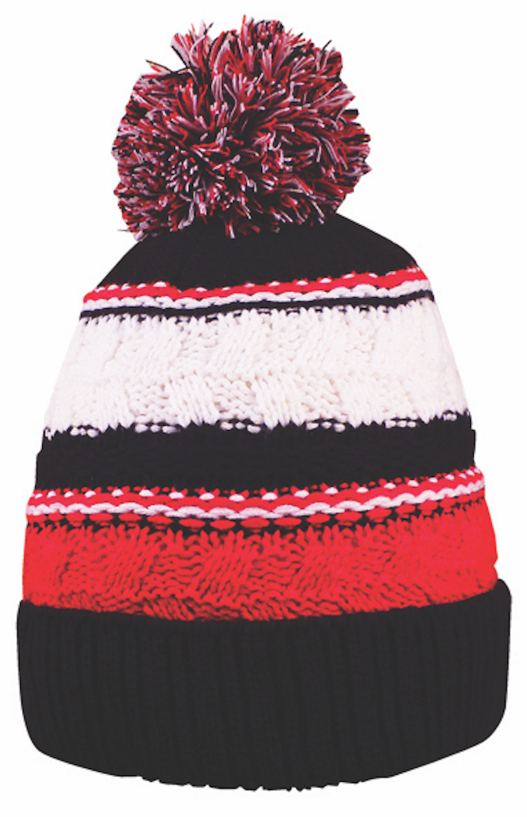Striped Team Pom Beanie 5