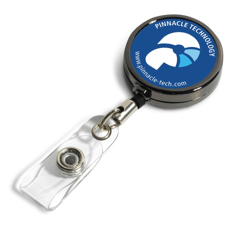 30" Cord Gunmetal Colored Solid Metal Retractable Badge Reel and Badge Holder with Full Color Vinyl 3