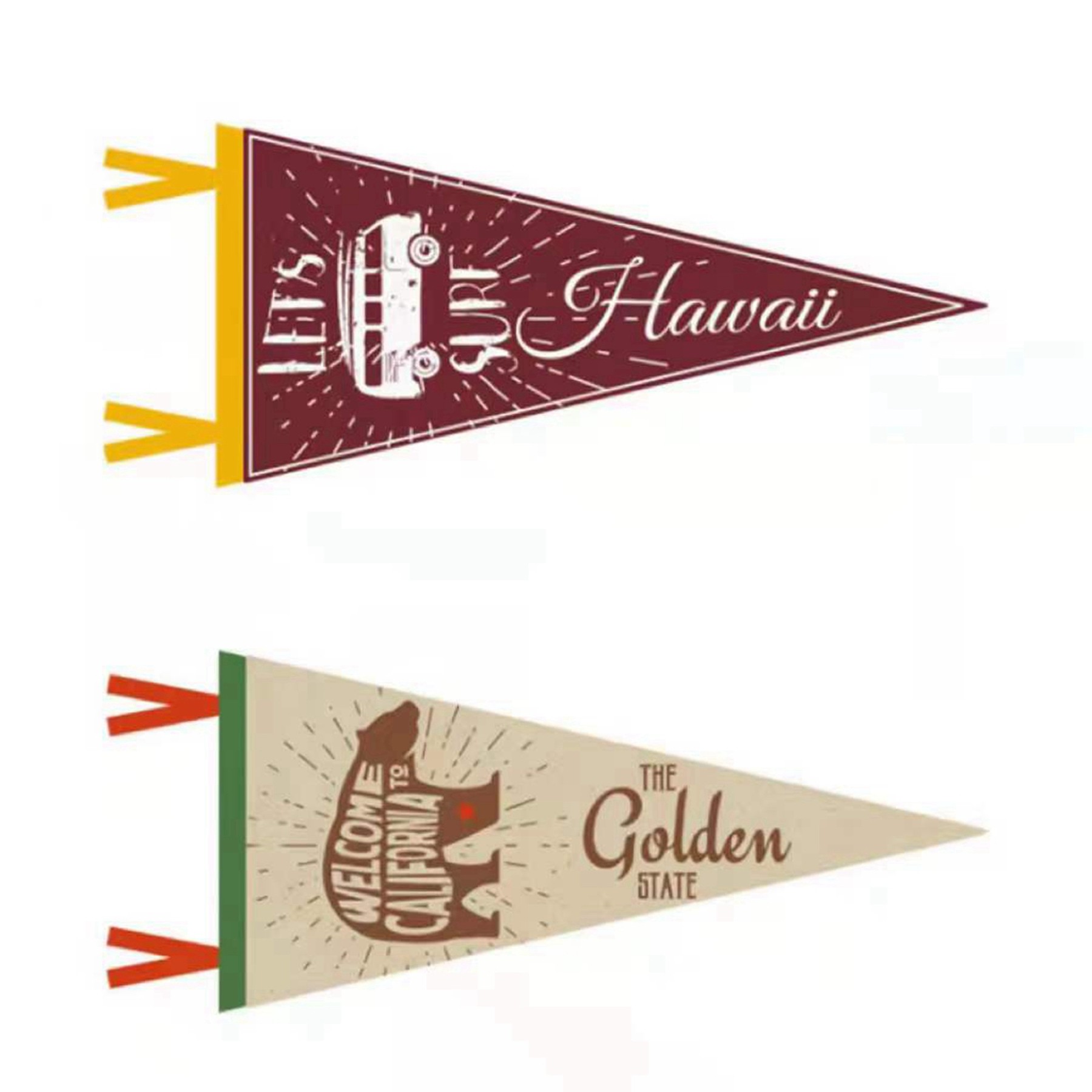 Custom Full Color Felt Pennant Triangle Flags 3