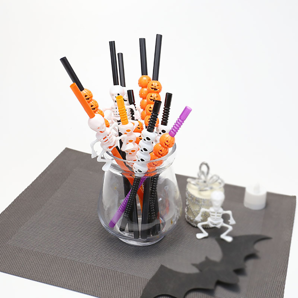 Halloween 5pcs Pumpkin Drinking Straws 4