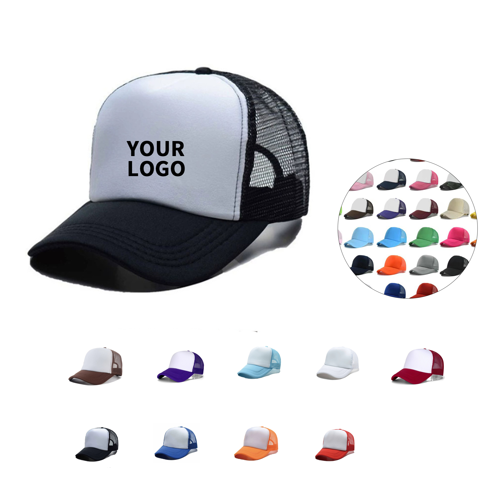 Polyester Cotton Mesh Back Baseball Cap 10.5 x 7.5 x 5.3" 13