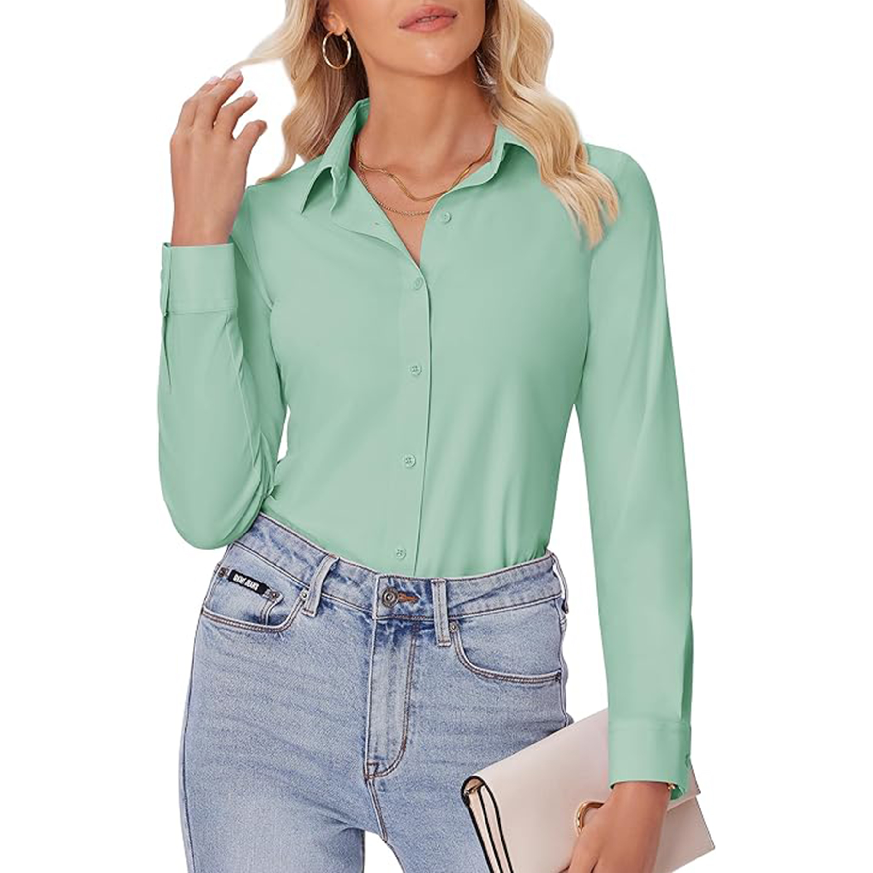 Women Long Sleeve Button Down Shirt 17