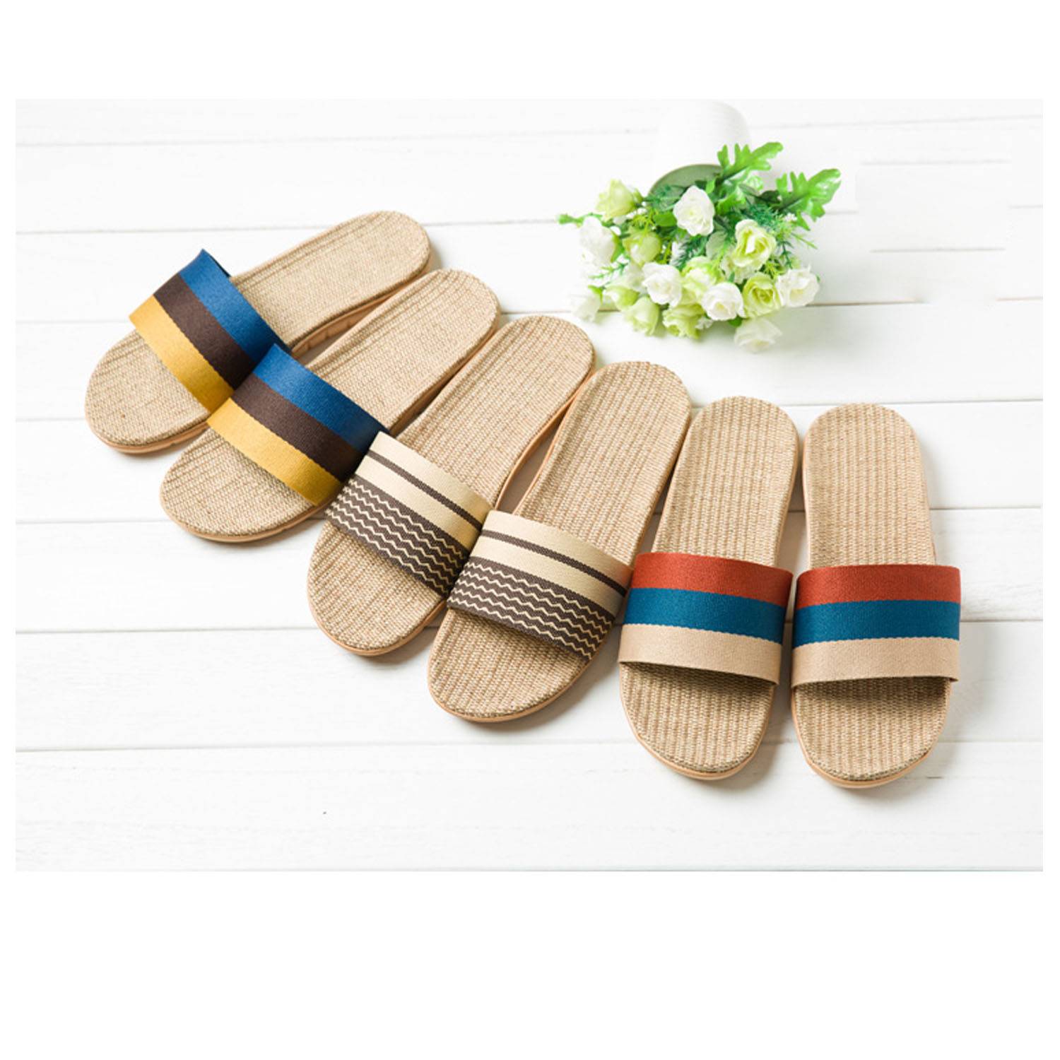 Fashion Unisex Linen Summer Skidproof Indoor Slippers 8