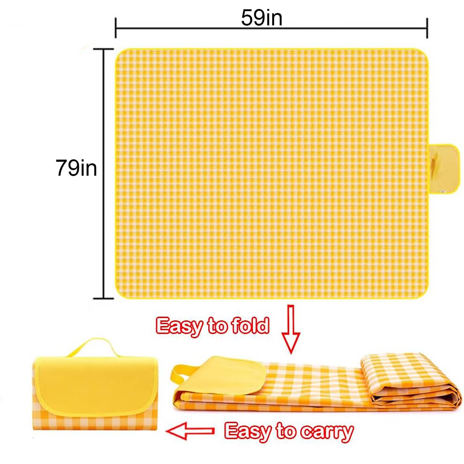 Foldable Waterproof Oxford Picnic Blanket w/ Carry Handle 5