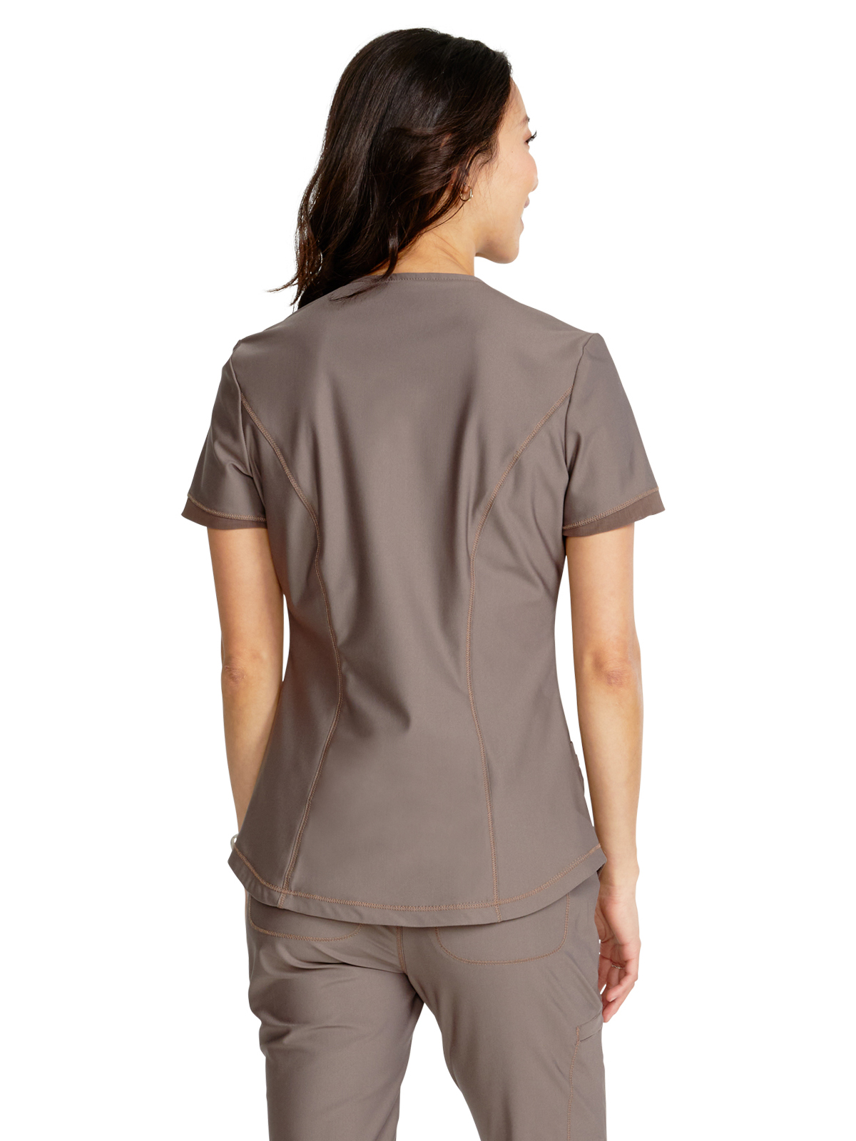Cherokee - Form - Women's 2-Pocket Curved Hemline V-Neck Top 21