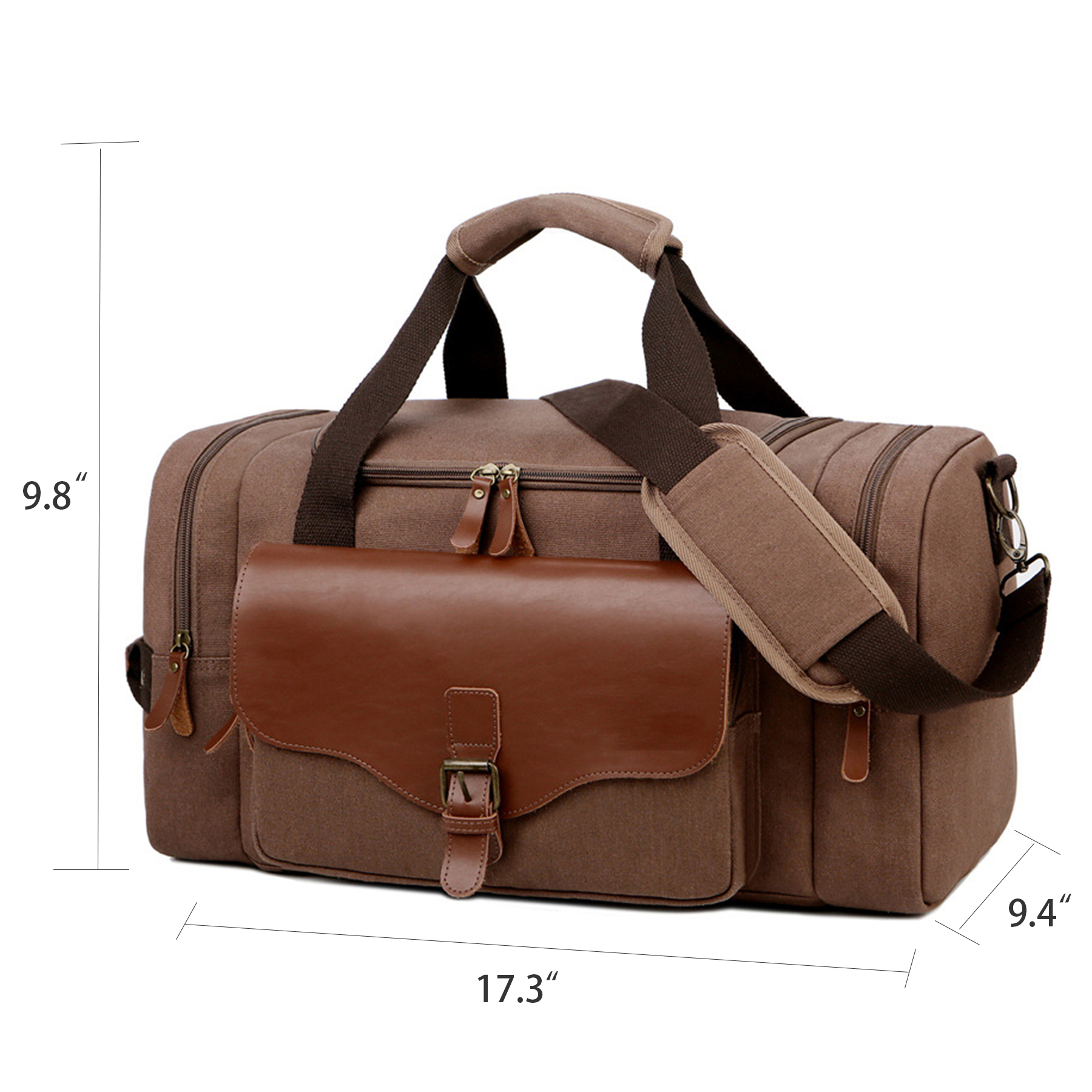 Canvas Men Large Capacity Multifunction Leather Travel Bag 11