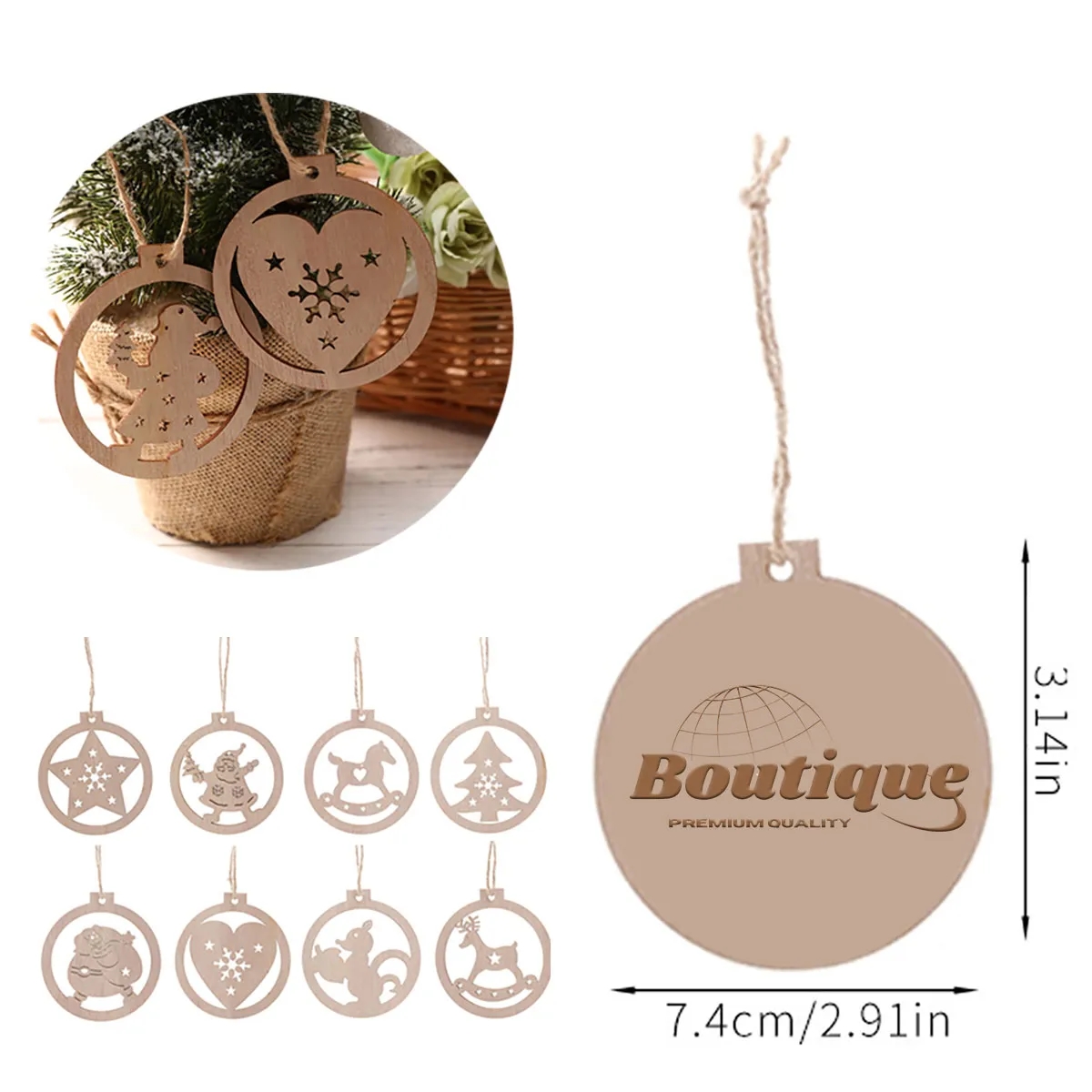 Wood Christmas New Home Ornament Round Doorway Decoration 4