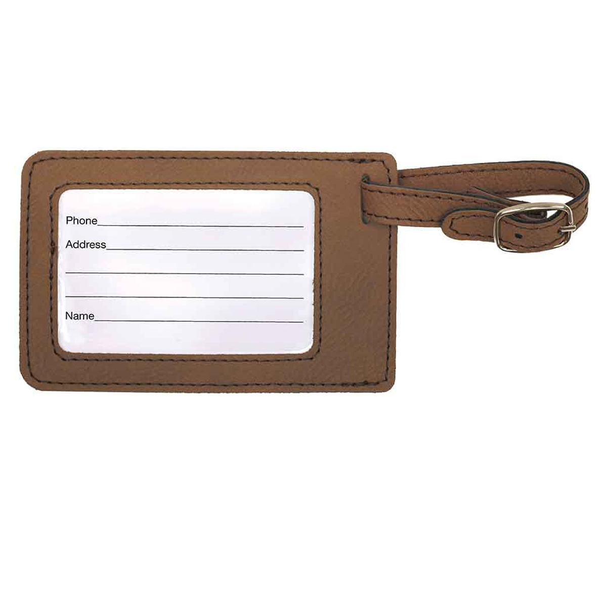 Dark Brown Leatherette Luggage Tag 4