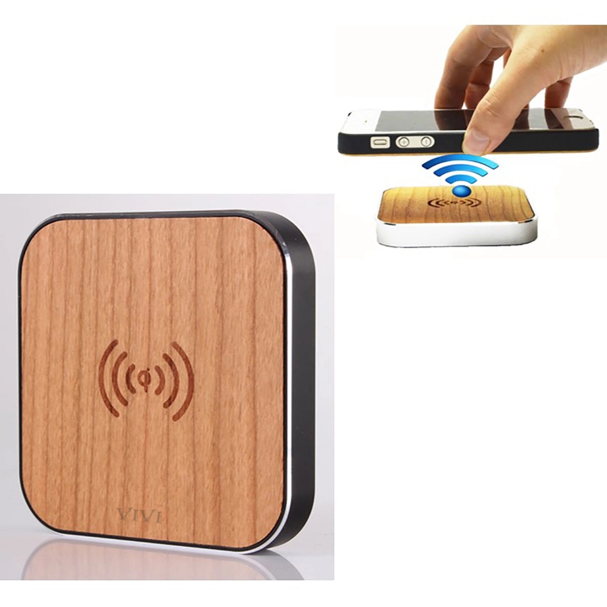 High-End 15W Fast Wireless Charger Wood Grain 2