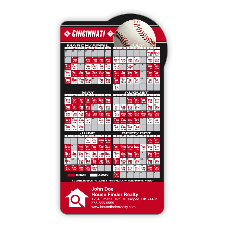 Magnet Sport Schedules - Baseball Shape (3.875x7.25) - 25 mil. 3