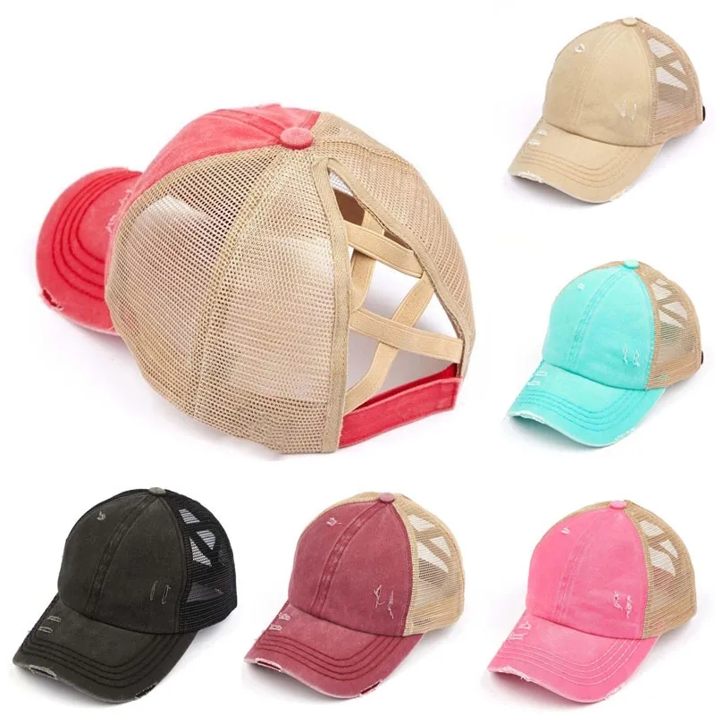 Adjustable Ponytail Baseball Cap Trucker Mesh Hat 2