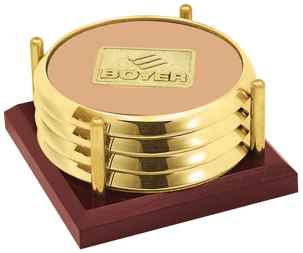 JAFFA® Four Coasters with Solid Cherry Tray 14