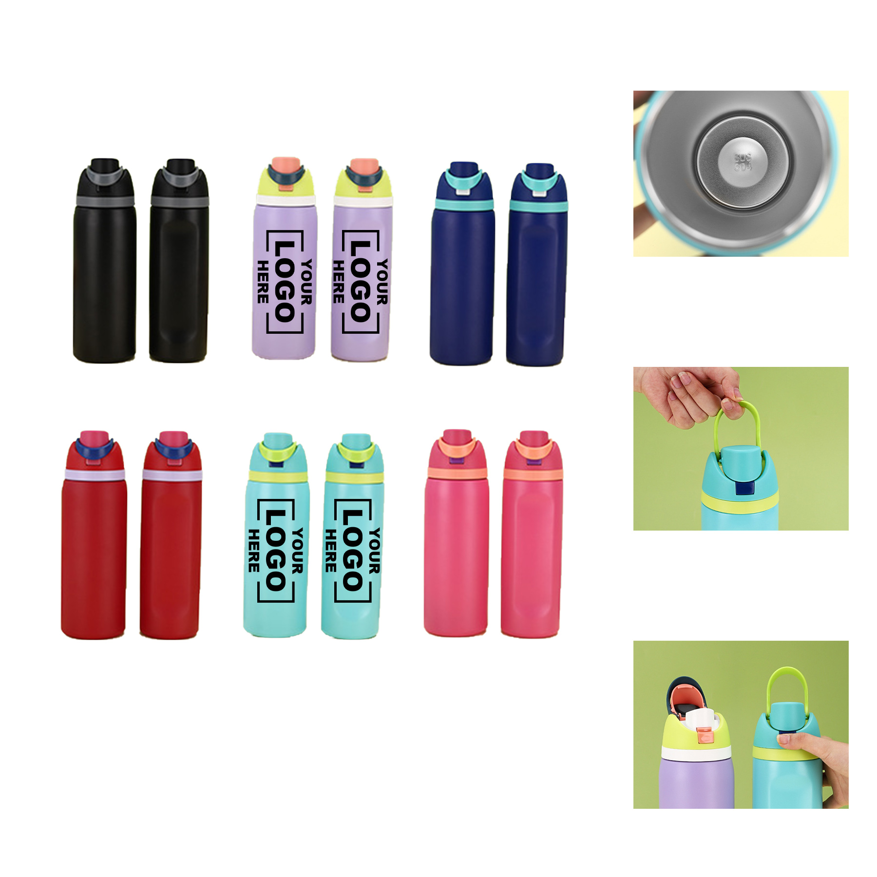 24 oz Insulated Stainless Steel Water Bottle, custom water bottle with logo imprint 4