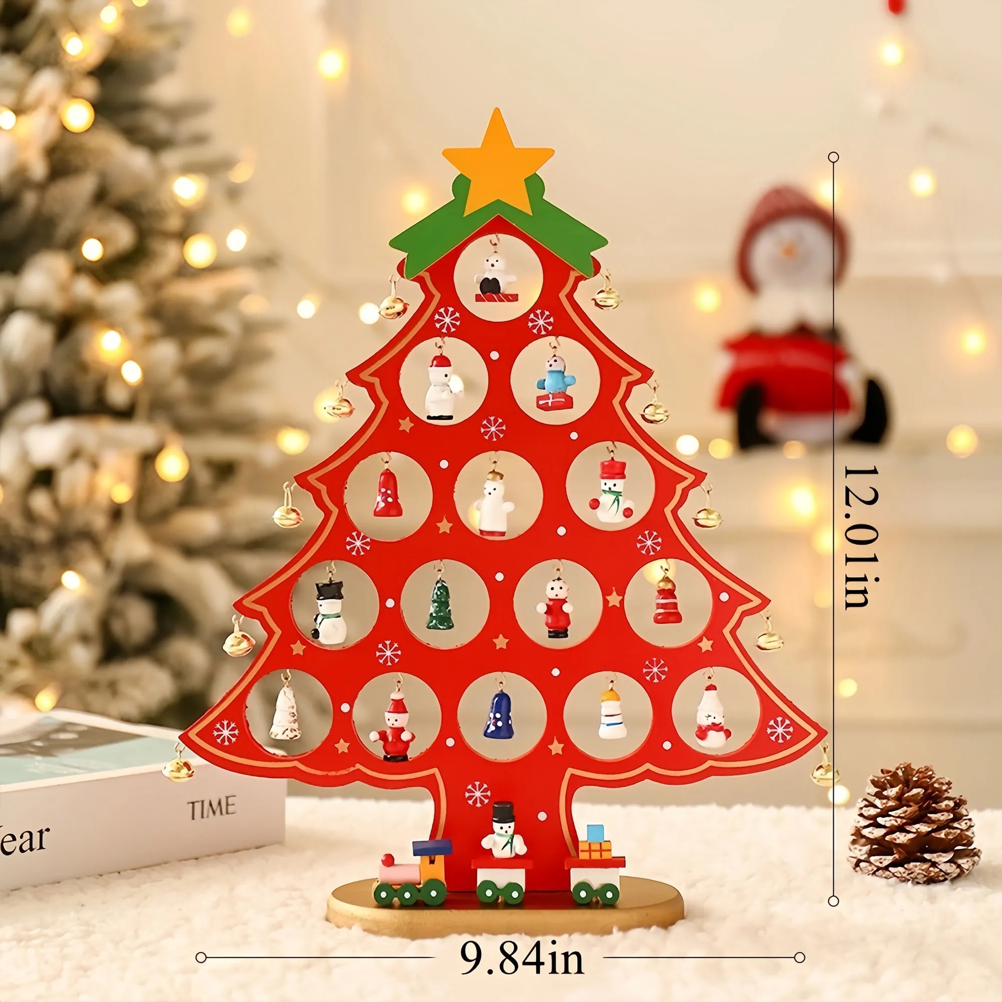 Mini Wooden Christmas Tree Desktop Ornament Hanging Decor 3
