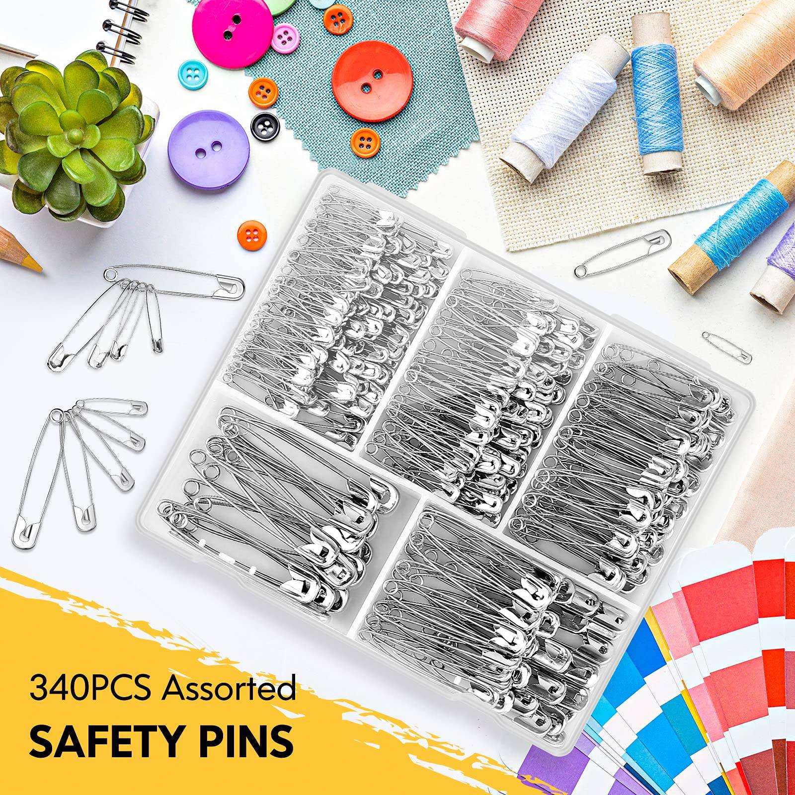 340 Pack Silver Color Safety Pin Combination 5