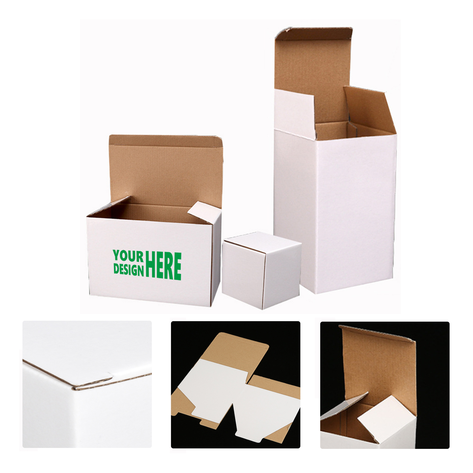 MOQ 50 Custom White Corrugated Packaging Boxes 2