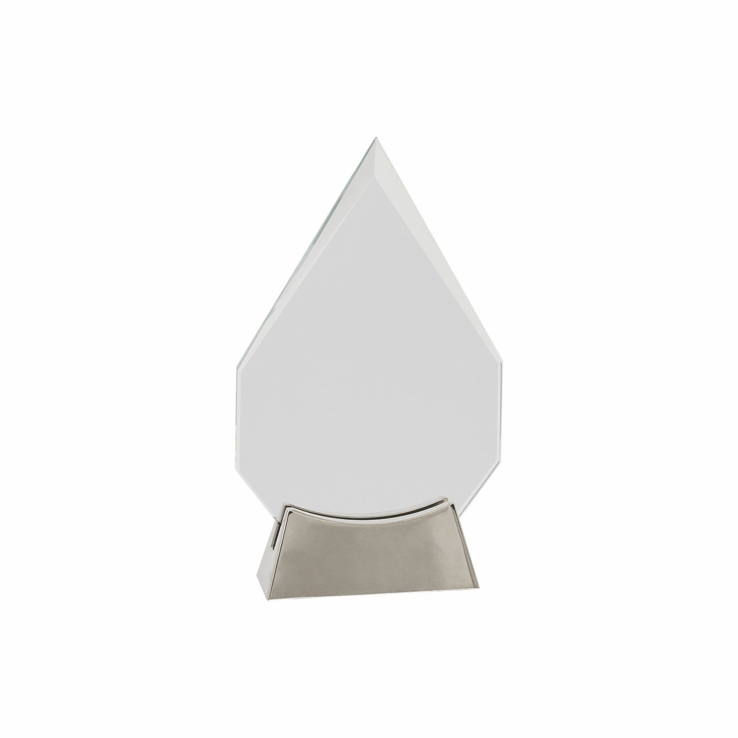 7 3/4" Clear Diamond Platinum Glass Award w/ Metal Base 3