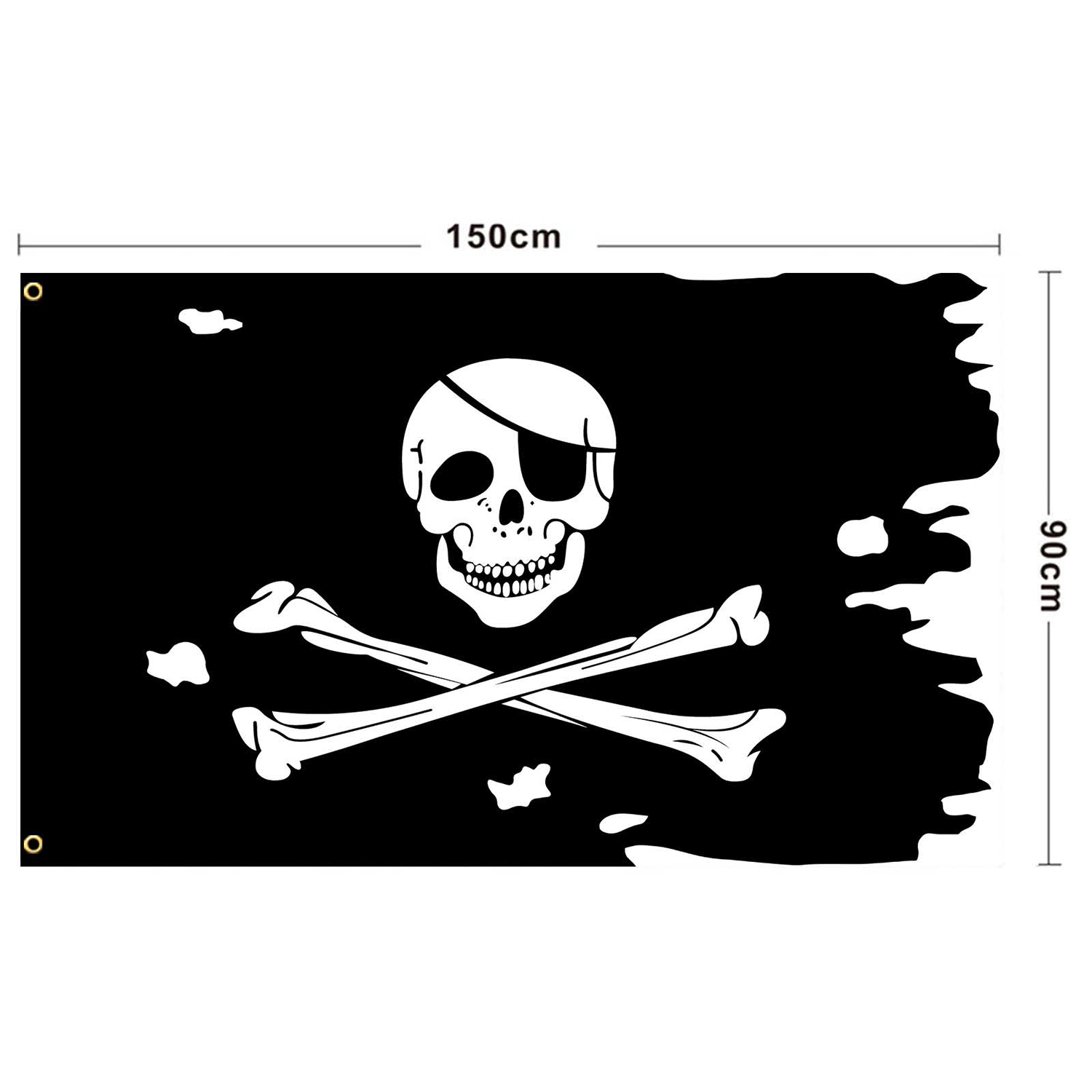 Old Skull Bones Pirate Banner Creepy Ragged Flag 5