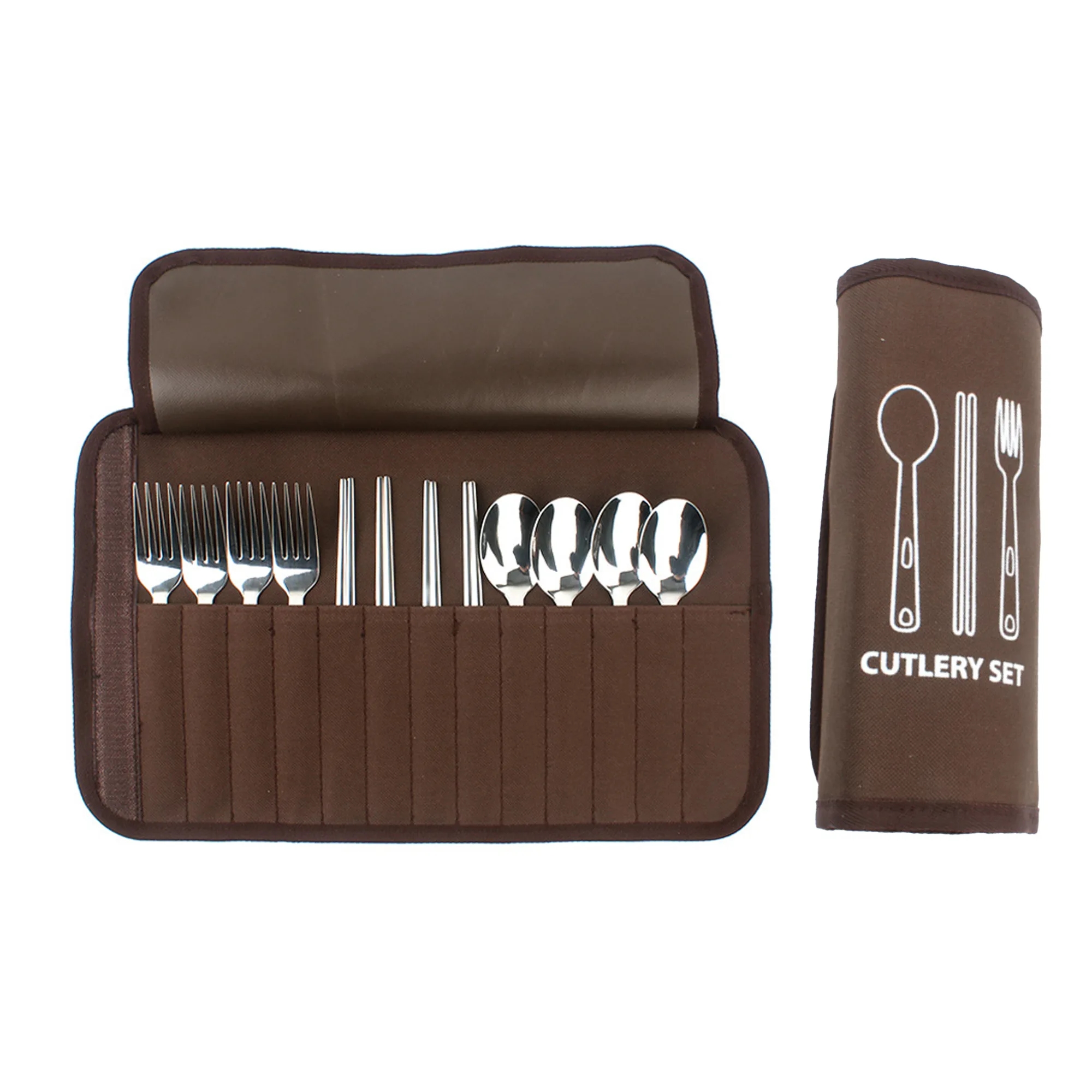 Portable Stainless Steel Outdoor Tableware Set for 4 People 4