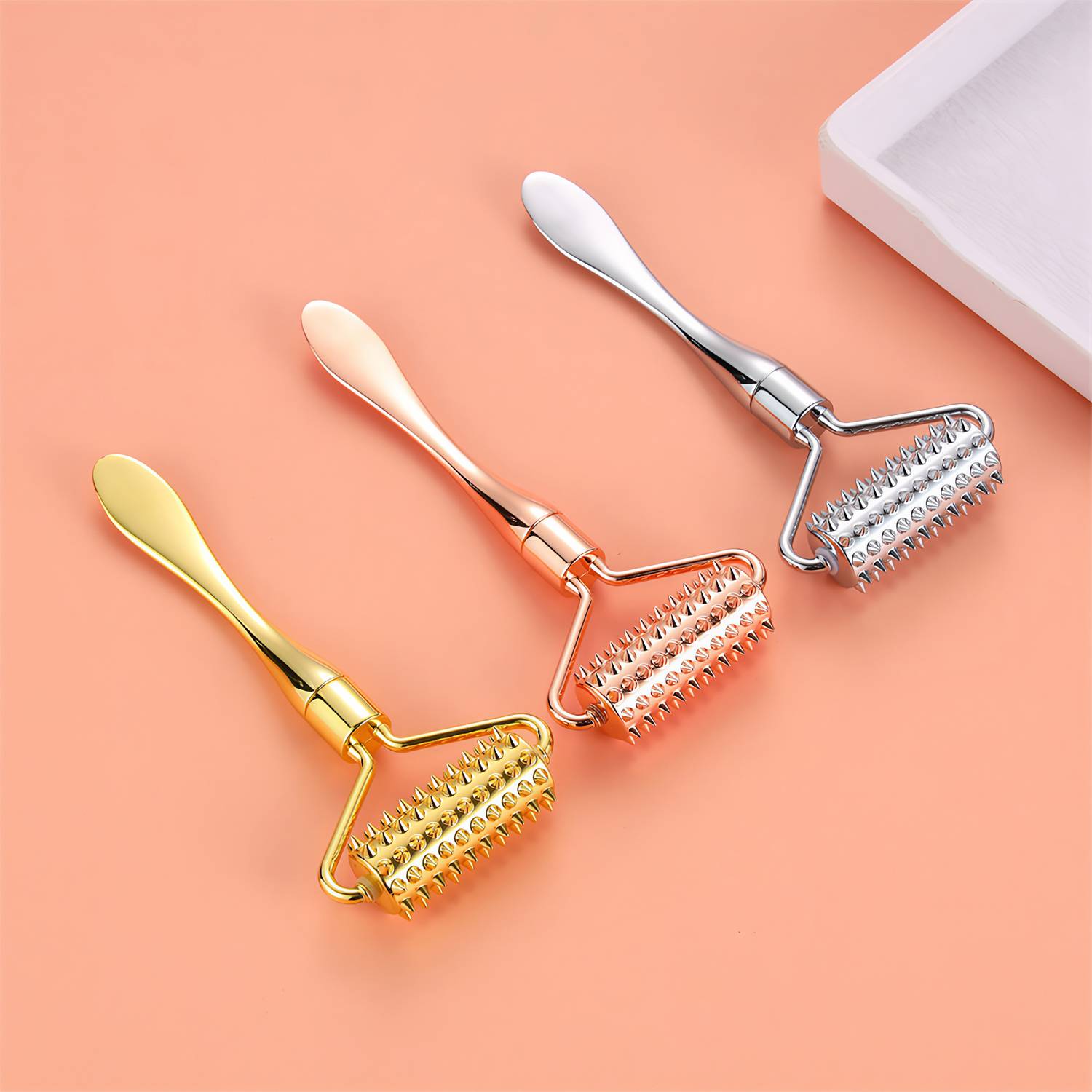 Zinc Alloy Microneedling Facial Roller Massager 5