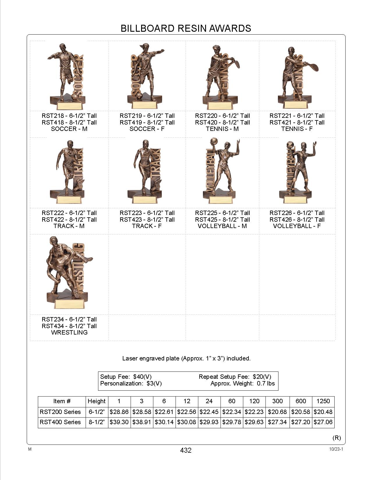 6 1/2" Tall Cheerleader Billboard Resin Award 2