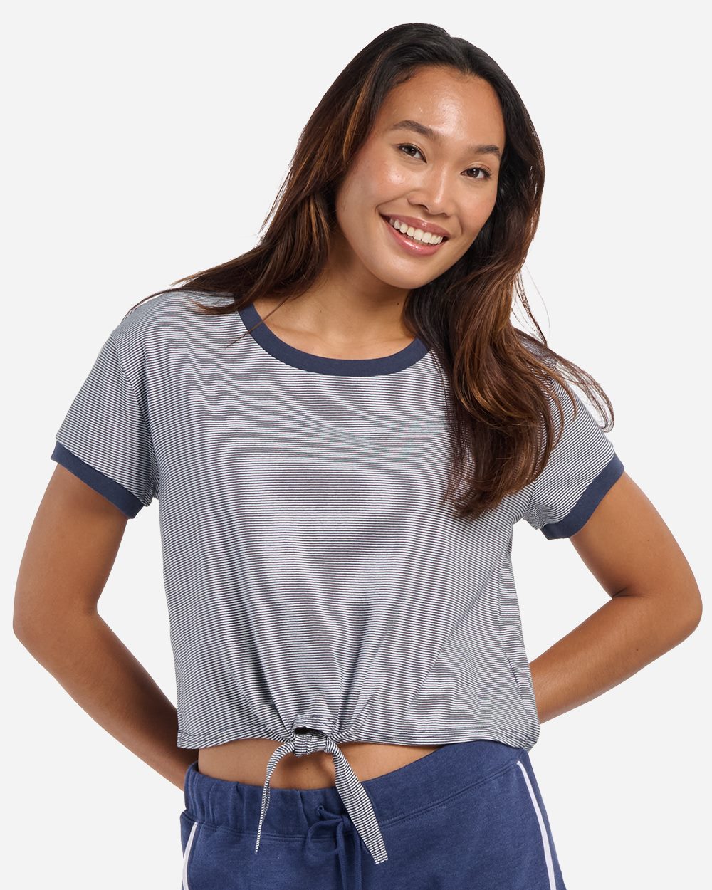 Women's Striped Tie Front T-Shirt - BW2107 5