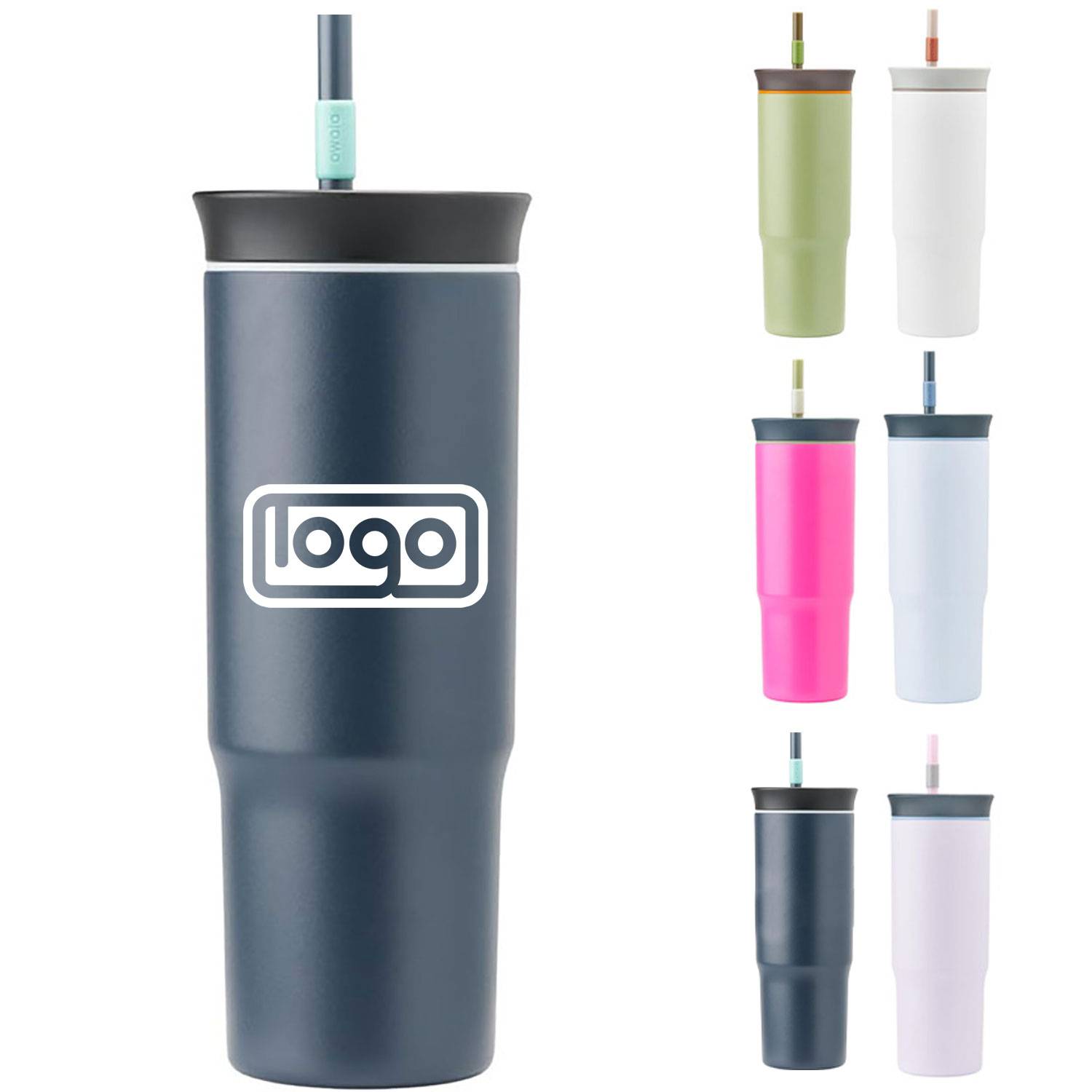 17oz Insulated Stainless Steel Water Bottle w/ Straw, custom water bottle with logo imprint 2