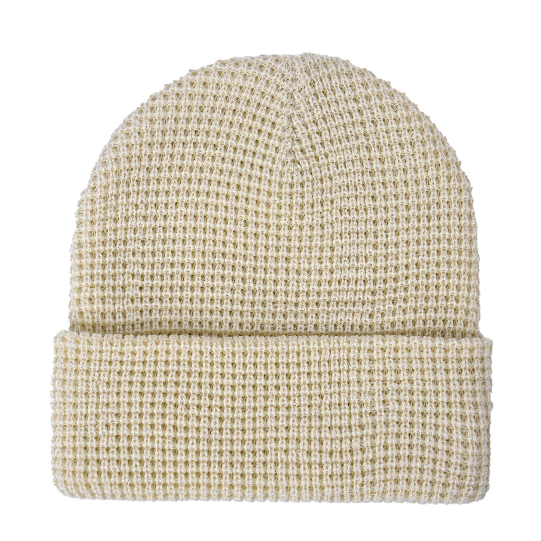 Shiny Waffle Knit Cuffed Beanie (Unisex) 3