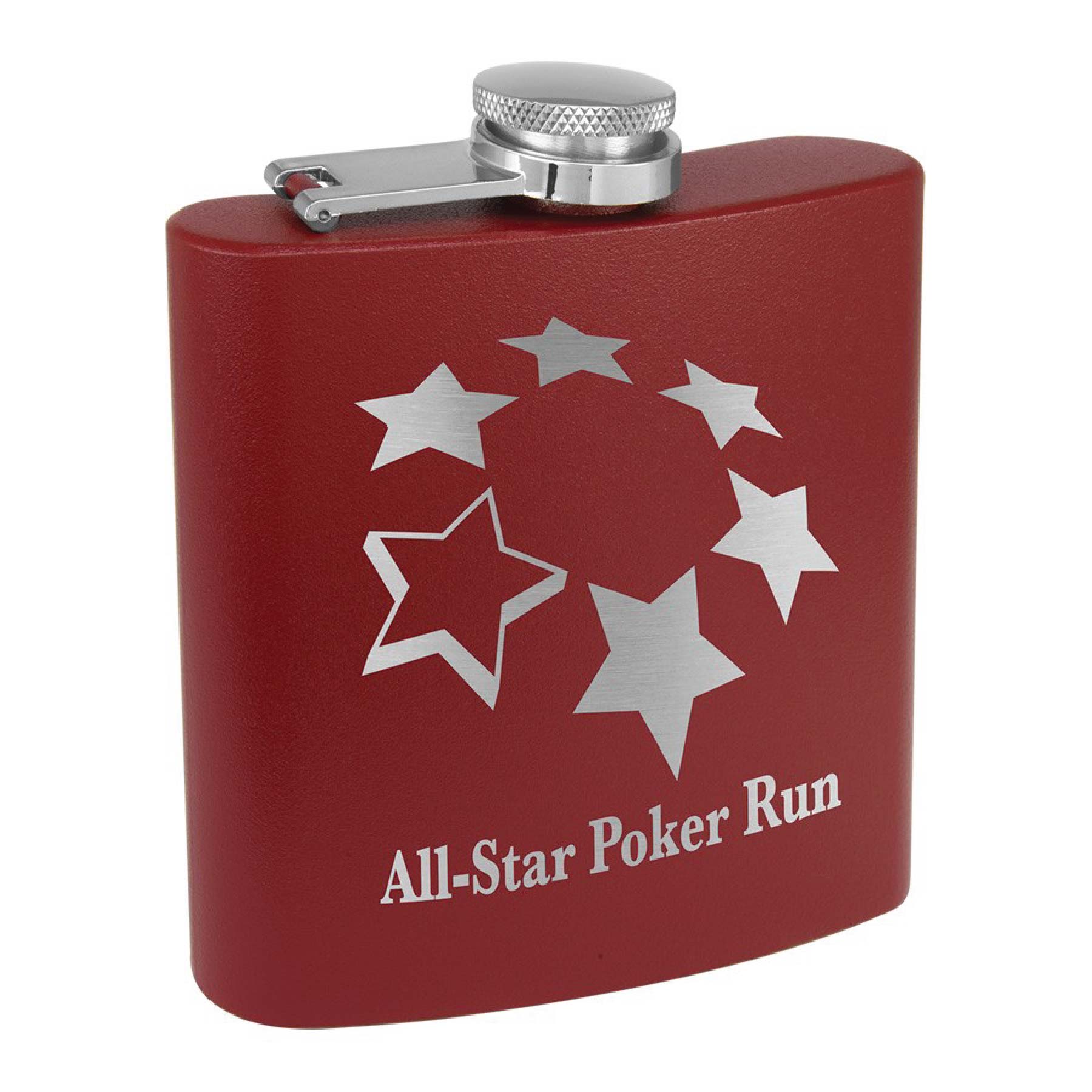 6oz. Matte Maroon Powder Coated Stainless Steel Flask