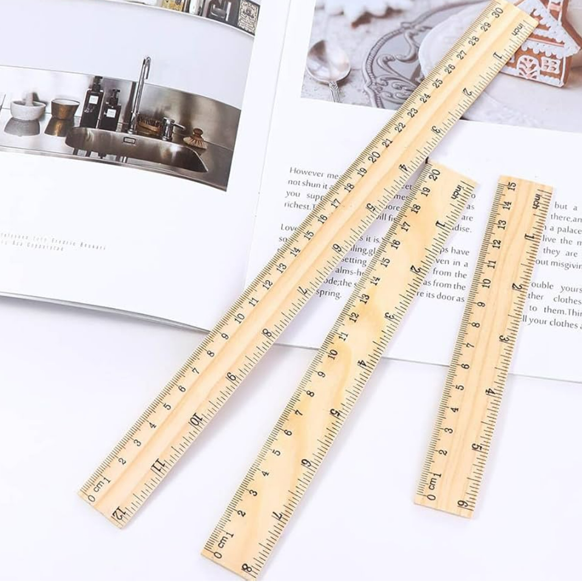 Wooden Dual-Sided Ruler 12 Inch 2