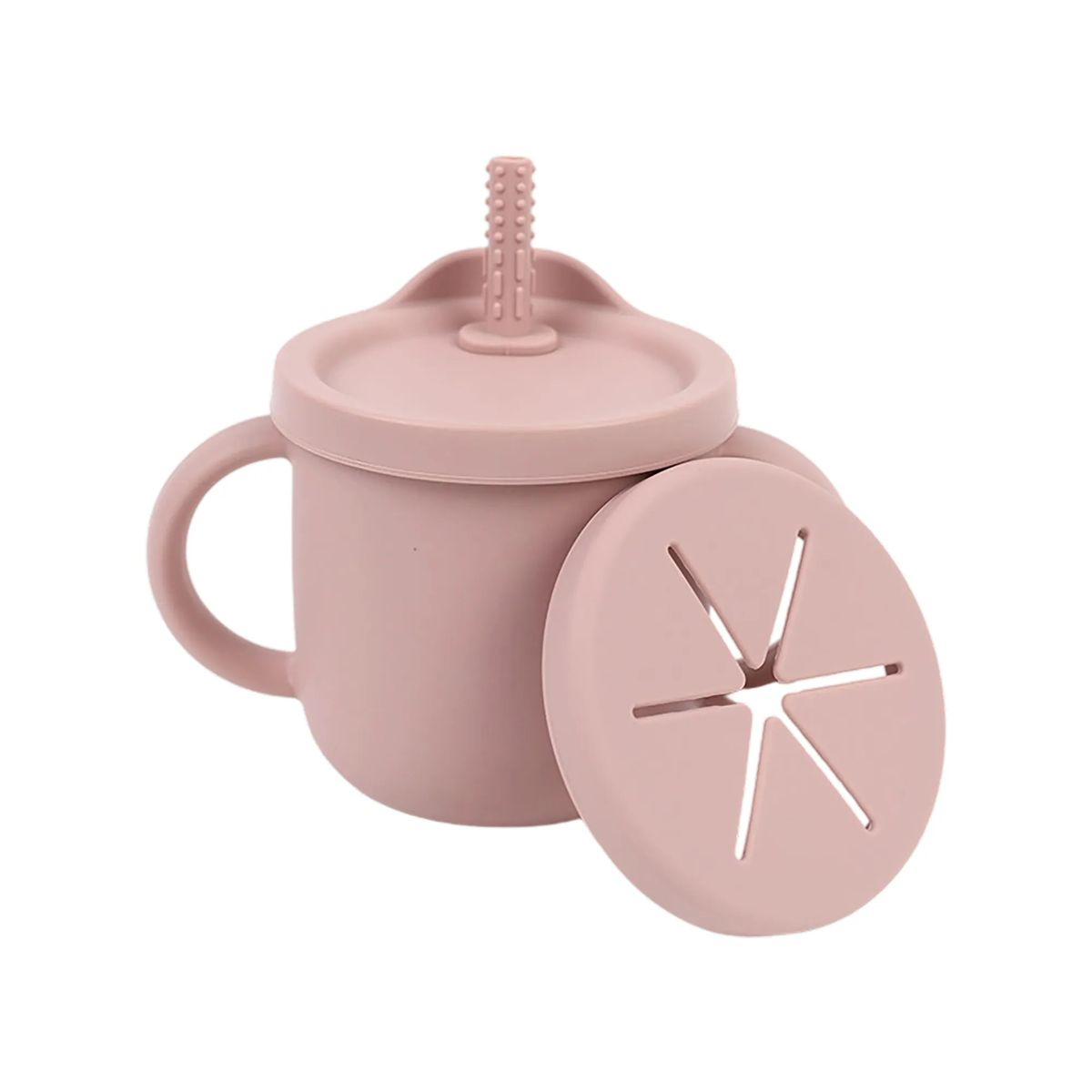 Silicone Toddler Cup with Straw Stopper and Dual Lids 4