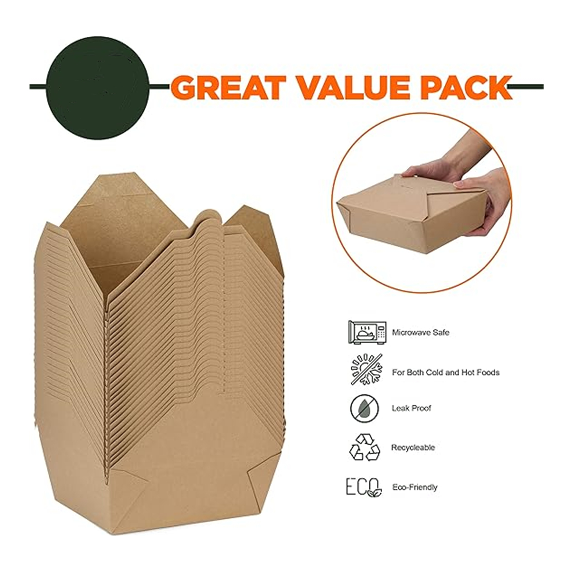 76 oz Disposable Kraft Paper To Go Boxes For Food 2
