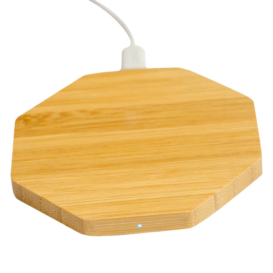 Slim Round Bamboo Qi Wireless Charging Pad 11