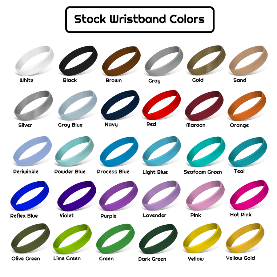 Solid Colored Silicone Wristband - 1/2" band