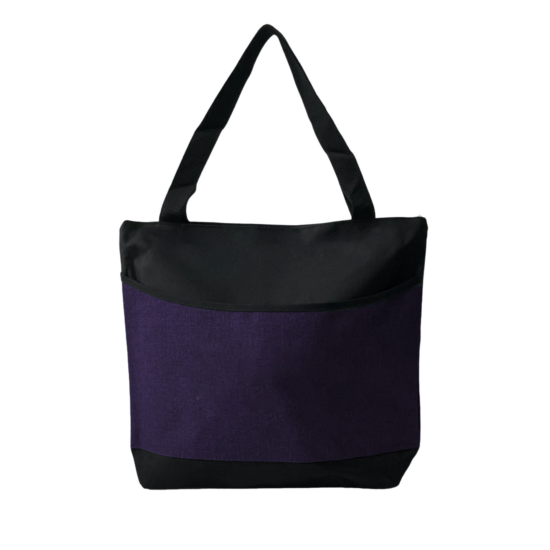 Two-Tone Zippered Tote Bag With Front Pocket 6