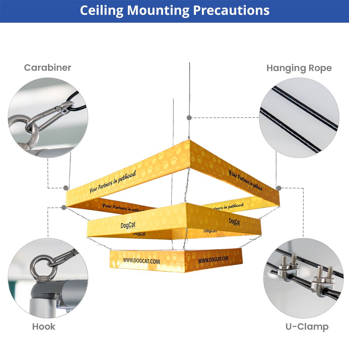 Skytube Tiered Square Hanging Sign (10' x 5') Double Sided - Graphic & Hardware Combo) 1