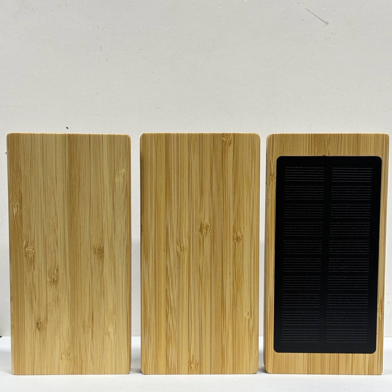 Custom Solar Bamboo Power Bank w/ Glowing Logo 2