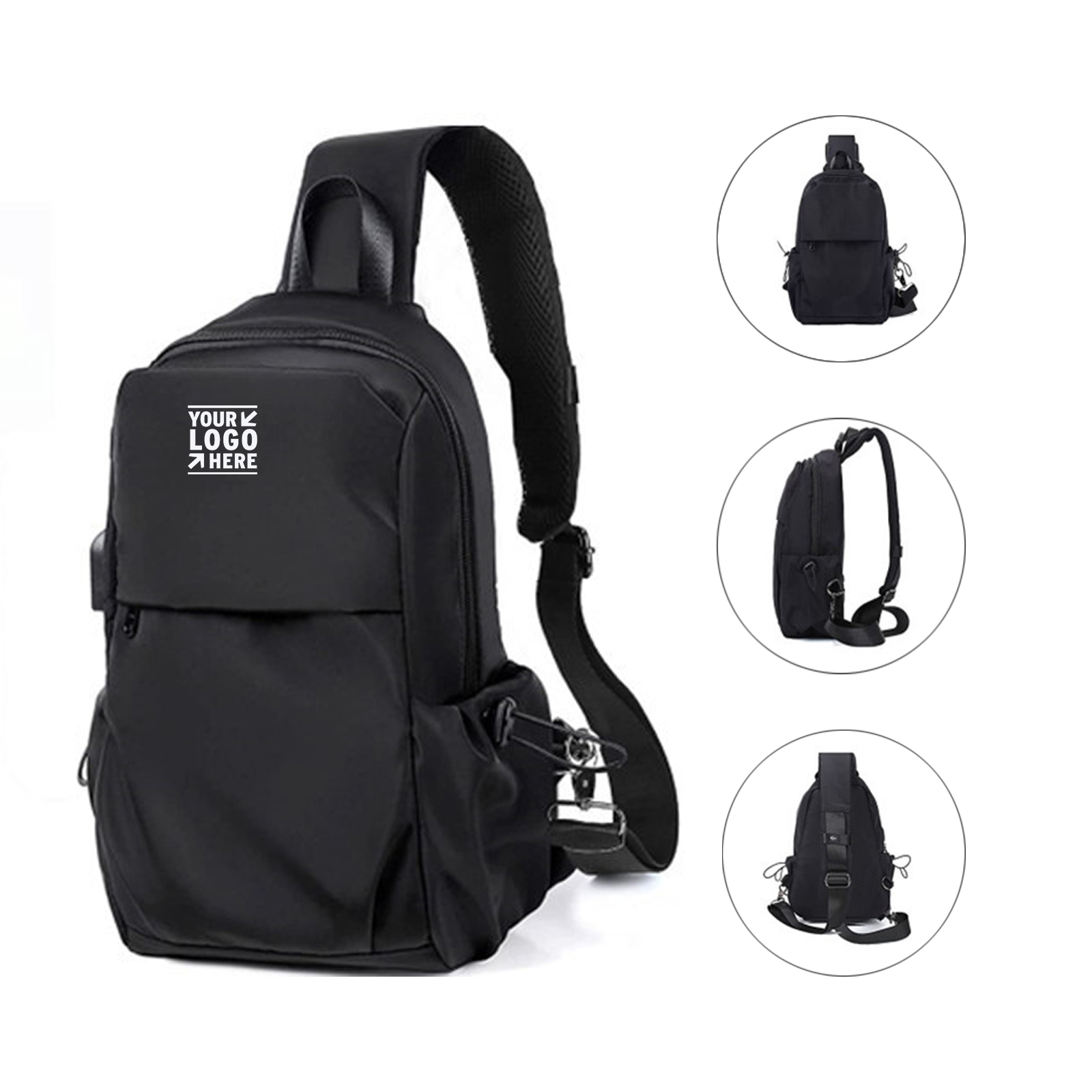 Small Black Sling Crossbody Backpack 2