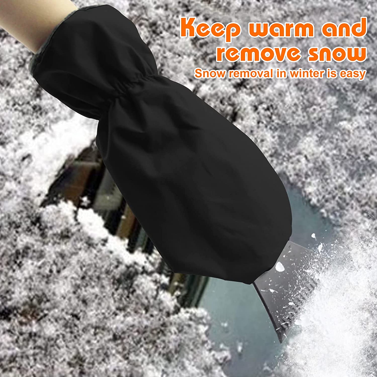 Waterproof 600D Oxford Cloth Warm Grip Ice Scraper Mitten Snow Remover Glove/Lined of Thick Fleece 10
