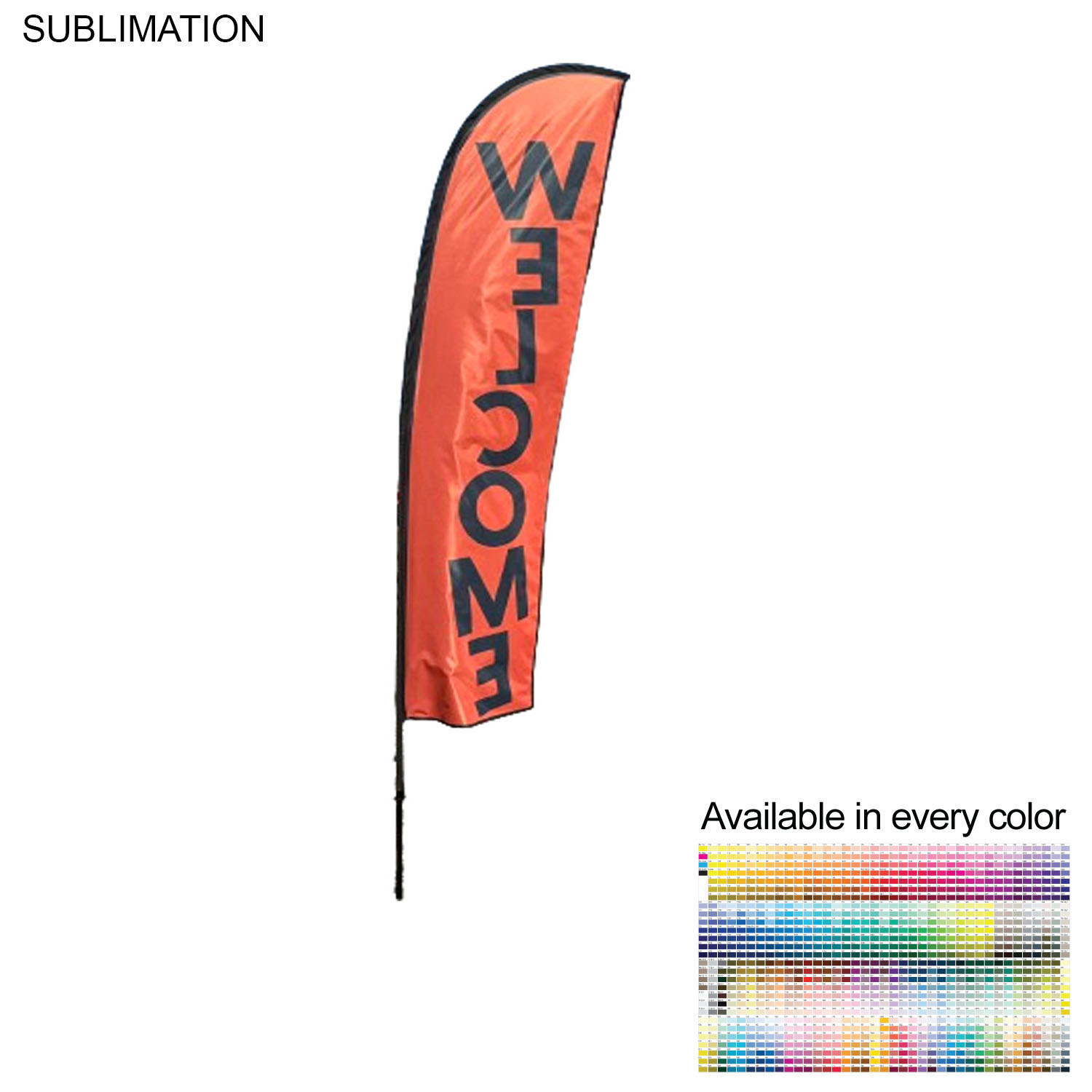48 Hr Quick Ship - 10' Small Feather Flag Kit, Full Color Graphics Double Sided, Spike and Bag 12