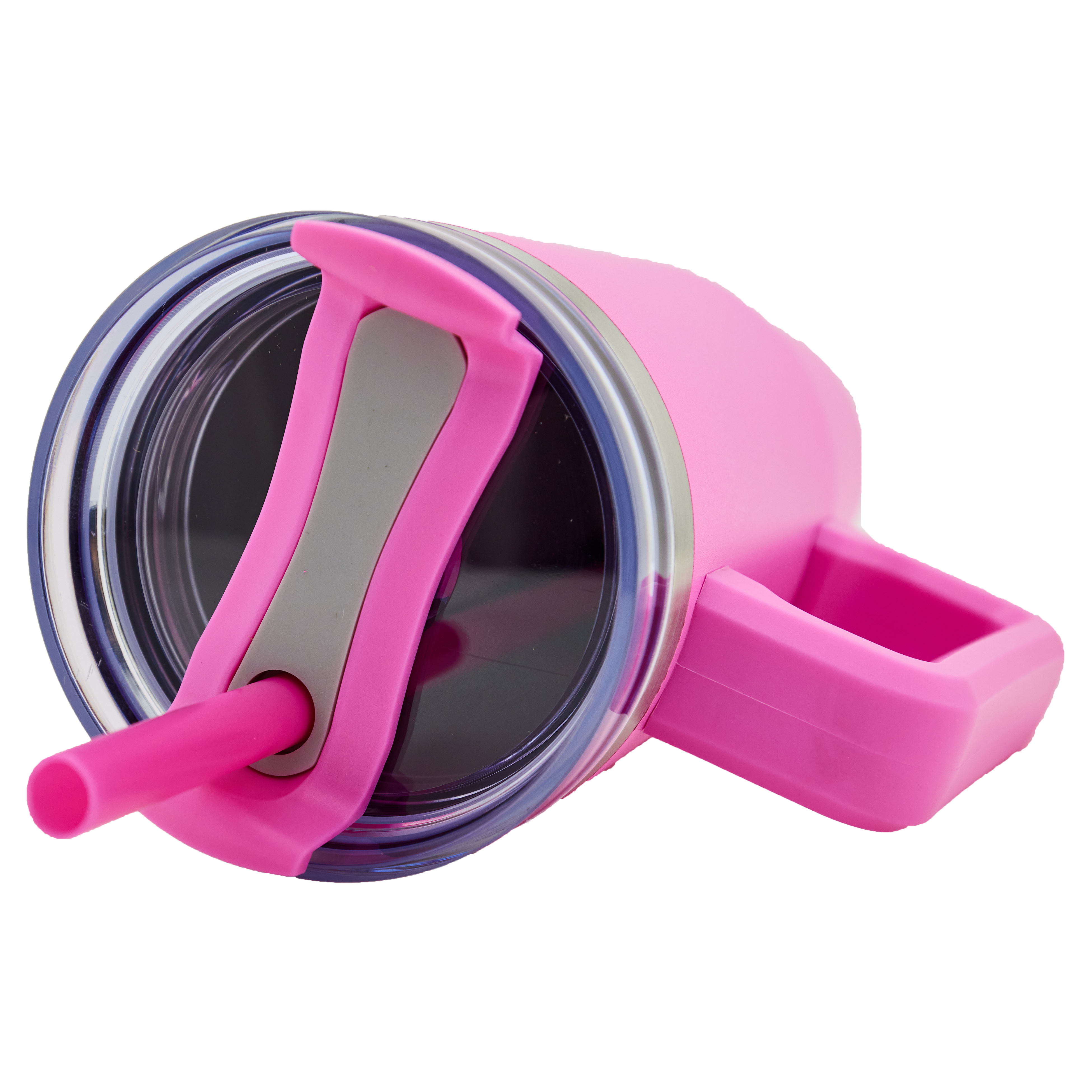 Newport 30 Oz. Double wall Stainless Steel Vacuum Insulated Tumbler w/Handle and Straw (Pink) 3