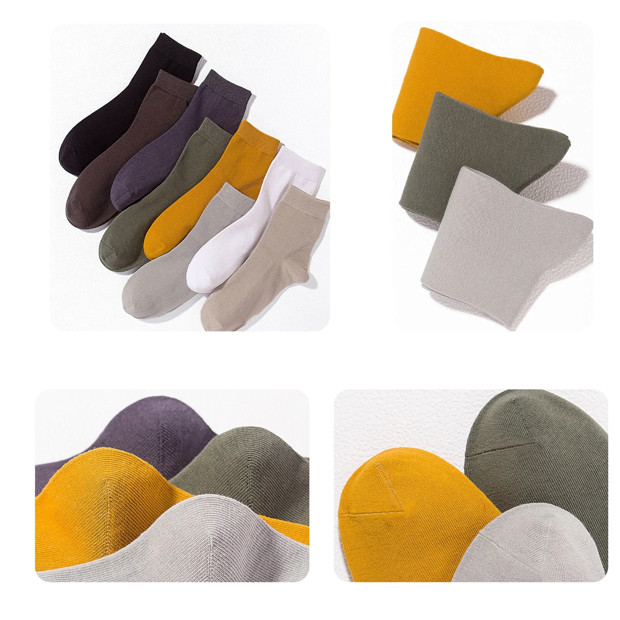 Solid Color Mid Tube Cotton Socks 2