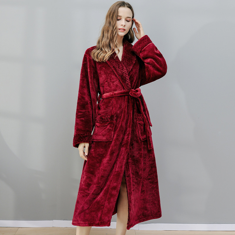High Quality Women Men Fannel Warm Plush Robes 18