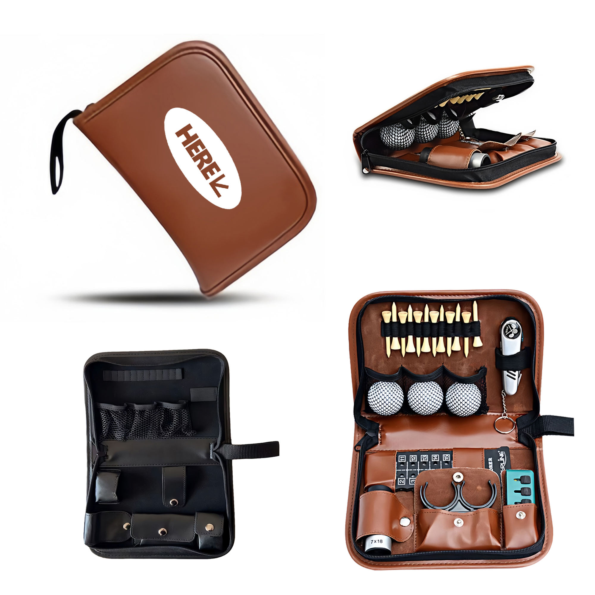 Compact Leather Golf Accessory Storage Bag 3