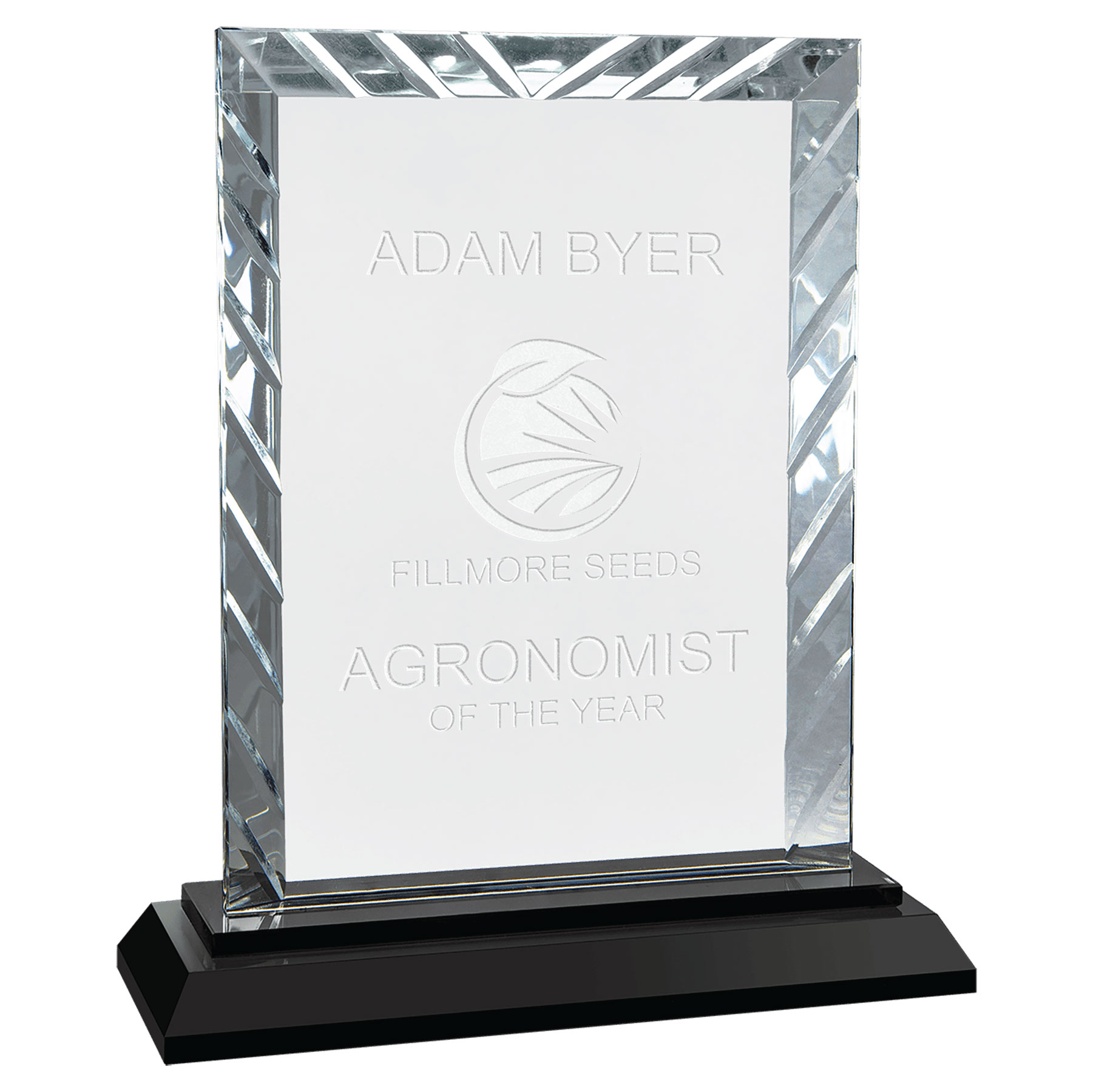 7" Rectangle Accent Glass on Black Base