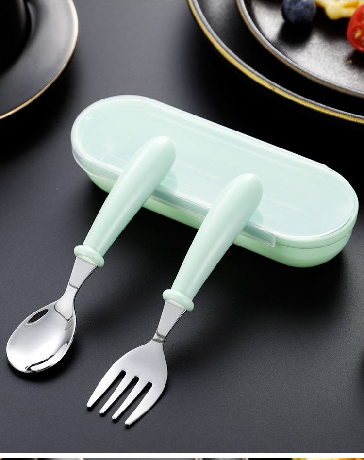 Safety Stainless Steel Toddler Fork Spoon Set 3