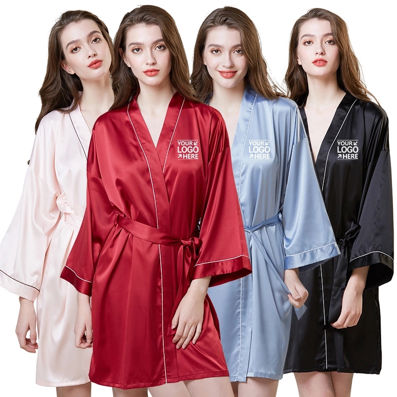 Women's Satin Robe,Silky Kimono Bathrobe 1