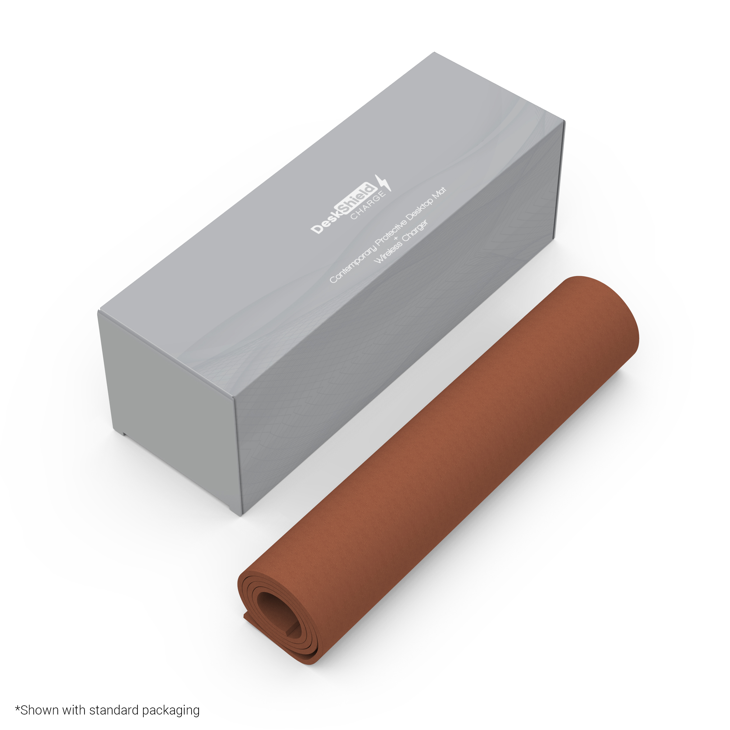 DeskShield Charge: Desk Mat & Wireless Charger (COGNAC) 1
