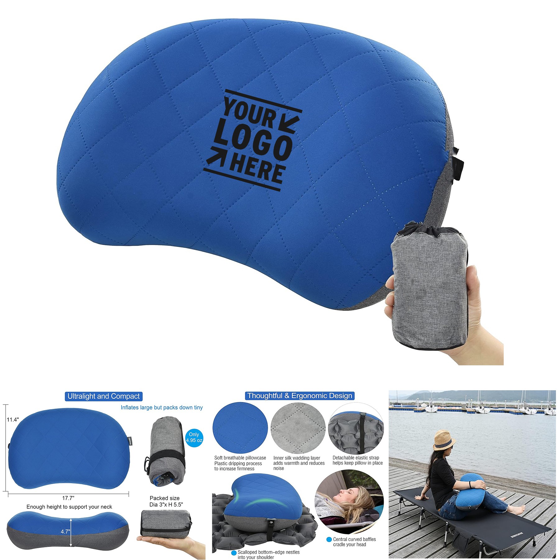 Soft Washable Cover Ultralight Inflatable Camping Compact Compressible Portable Travel Air Pillow 1