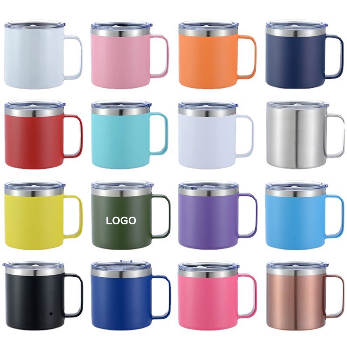 14Oz Vacuum Insulated Camping Mug With Lid Handle 2